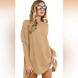 LIYOHON Oversized Camel T Shirt/Tunic Size Small